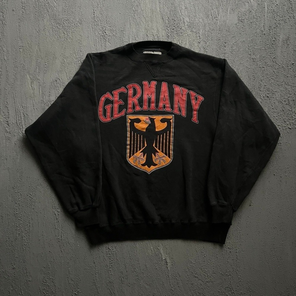 Vintage Germany Sweatshirt Medium Black 1990s Coat of Arms